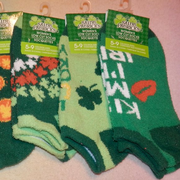SAINT PATRICK"S DAY * LOW CUT SOCKS * BUNDLE OF FIVE PAIRS * SHOE SIZE 5-9 * NEW - Picture 7 of 8